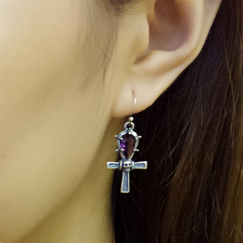 S925 Sterling Silver Anka Life Cross Earrings