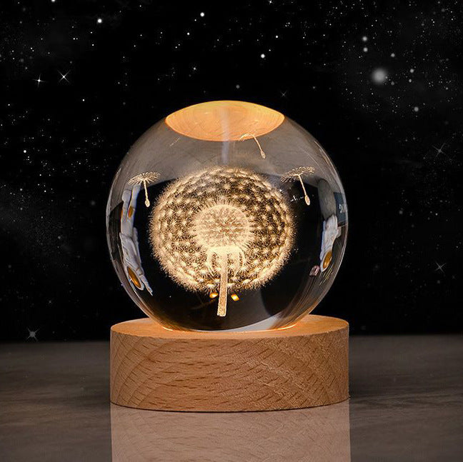 Luminoso cielo estrellado y planetas Luna bola de cristal pequeña lámpara de noche proyección luz ambiental regalo creativo nuevo regalo extraño