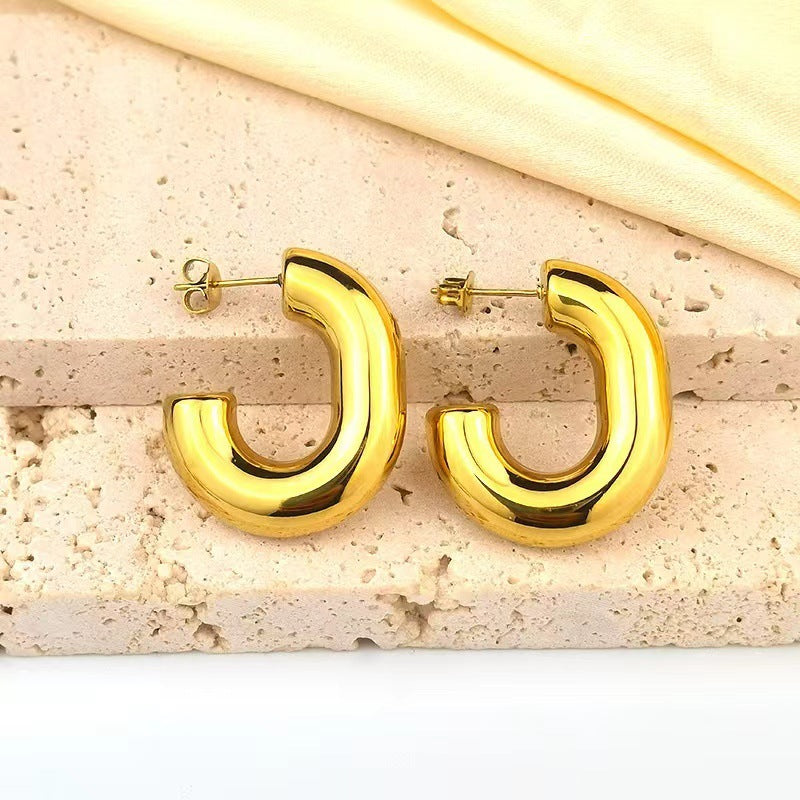 Boucles d'oreilles creuses géométriques en cuivre pour femmes