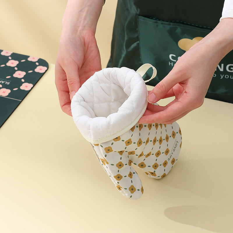 Antiescaldado Microondas Algodón Antideslizante Aislamiento Guantes Horno Mitones Cocina Resistente al calor Algodón espesado Aislamiento térmico Microondas Horno Horno Anti escaldado Guantes para el hogar Herramientas para hornear