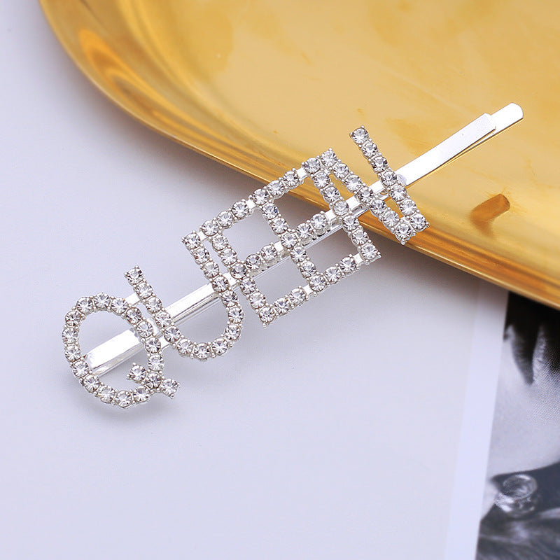 Letra Clip lateral Flequillo Diamante de imitación