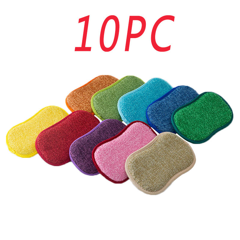 Éponge magique de nettoyage de cuisine Double face, microfibre antiadhésive, pièces de cuisine, bol de lavage et outils de casserole