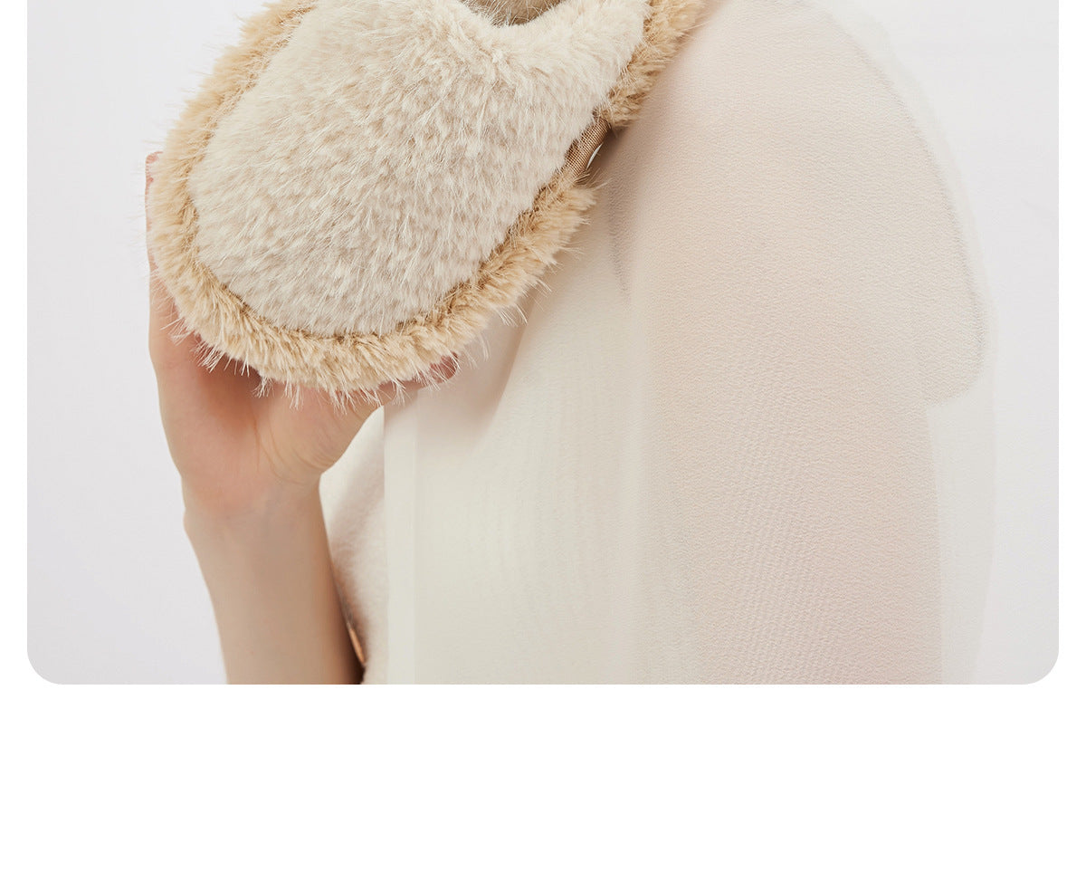 Pantoufles en coton en peluche pour femmes, fond doux, maintien au chaud