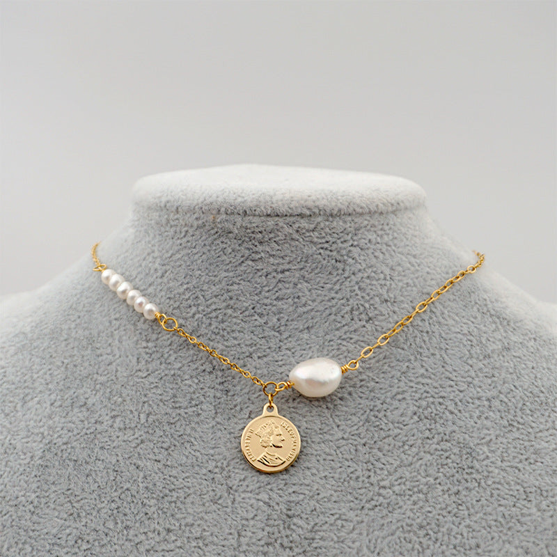 Cadena de clavícula con perlas de personalidad para mujer