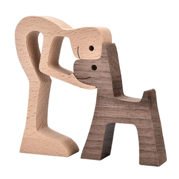 Figurine de chien en bois à faire soi-même, Sculpture de décoration de maison, un homme et un chien, Sculpture en bois, cadeaux de noël, modèle de décoration