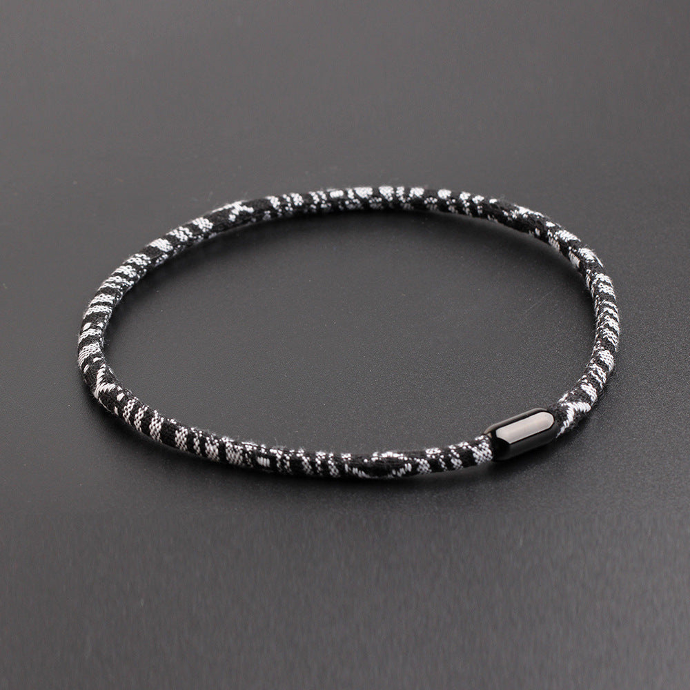 Bracelet en acier inoxydable pour hommes, simple, en tissu européen et américain, sangle de transport populaire