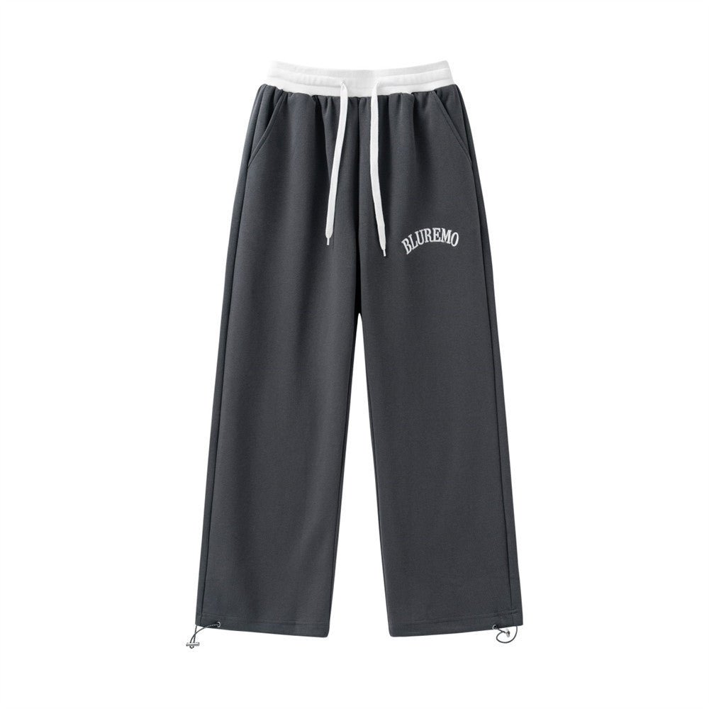 American Street Simple Letter Embroidery Casual Straight Trousers