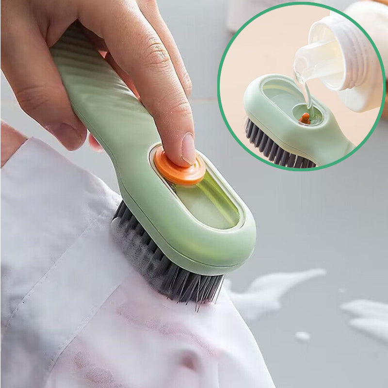 Brosse à chaussures de nettoyage en profondeur, à décharge automatique de liquide, à poils souples, pour le linge domestique, outil de nettoyage à usage quotidien