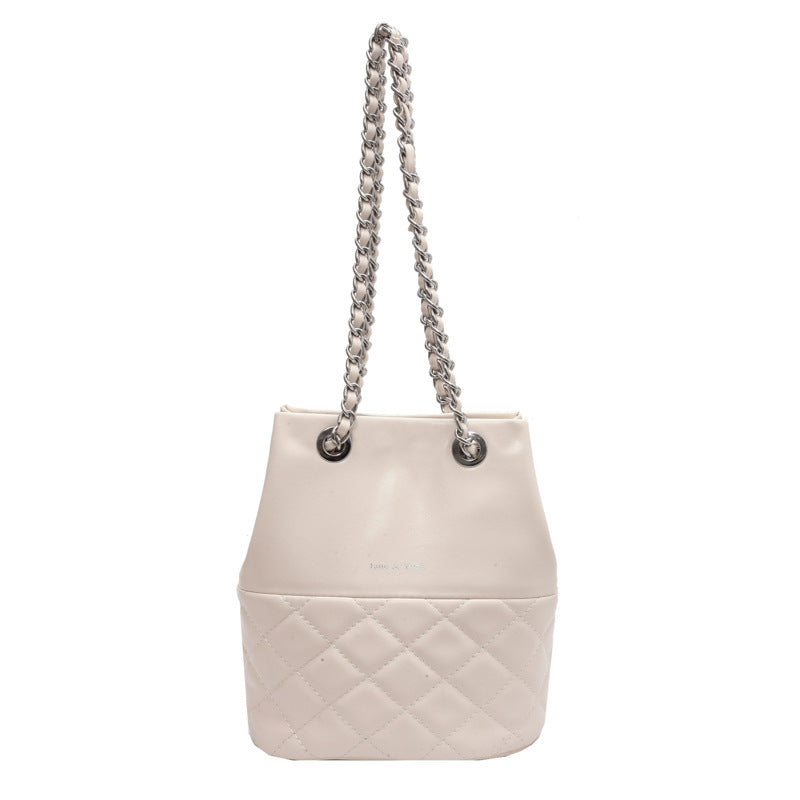 Bolso cruzado tipo cubo con un solo hombro y textura de diamante para mujer, estilo coreano, sencillo