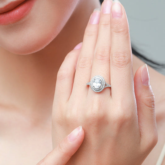 Women's Fashion S925 Sterling Silver Oval Ring