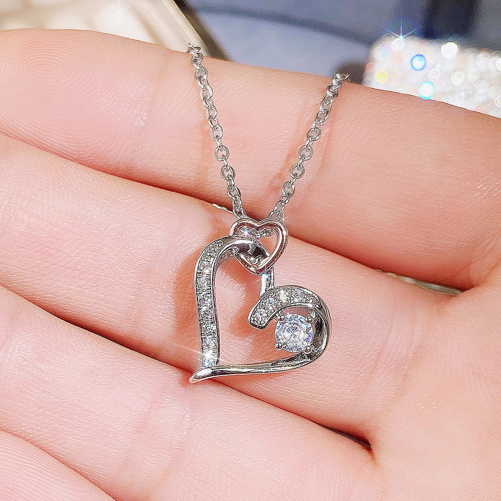 Collier créatif creux en Zircon Herz Doppel