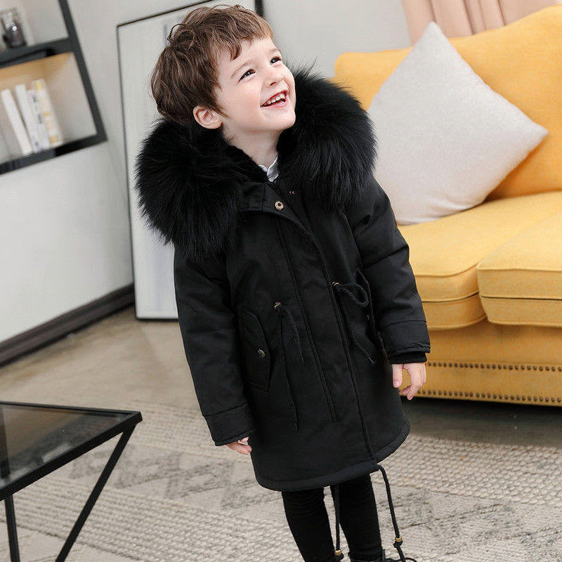 Vestes pour enfants, vêtements pour filles, garçons et bébés, grand col en fourrure