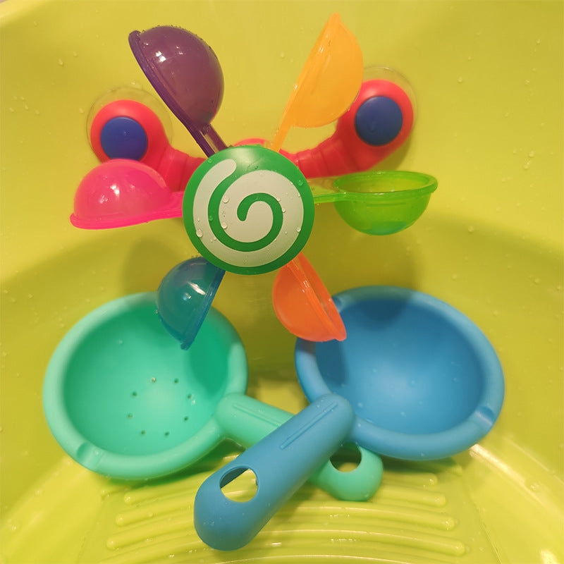 Children's Bathing, Turning, Windmill With Spoon, Baby Shower, Play Water, Rainbow Windmill, Shower, Water Play Toy