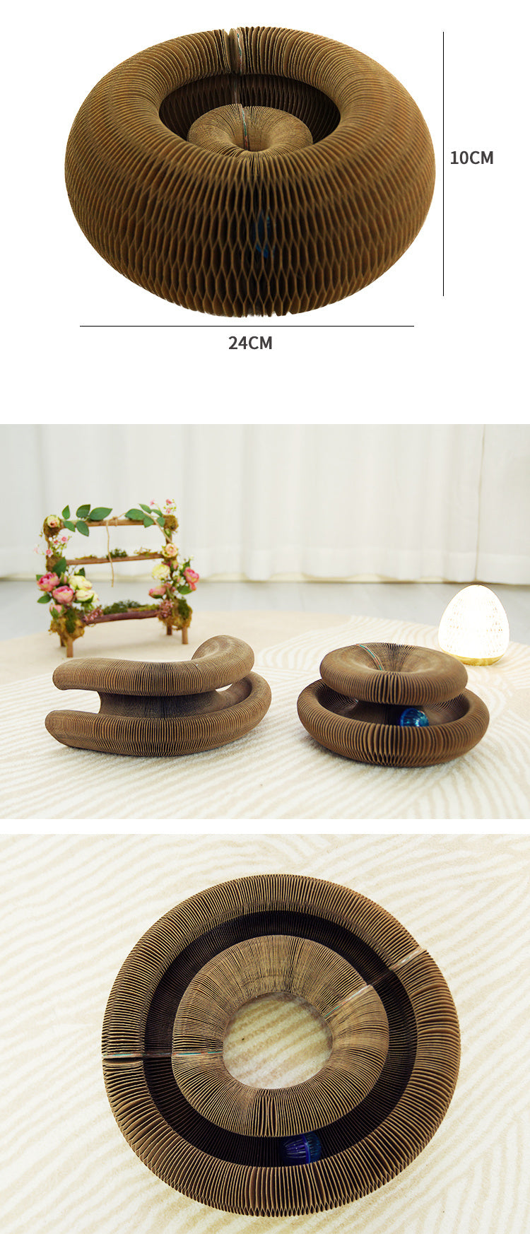 Fabricante al por mayor de cartón plegable acanalado interactivo deformable de Scratcher para gatos