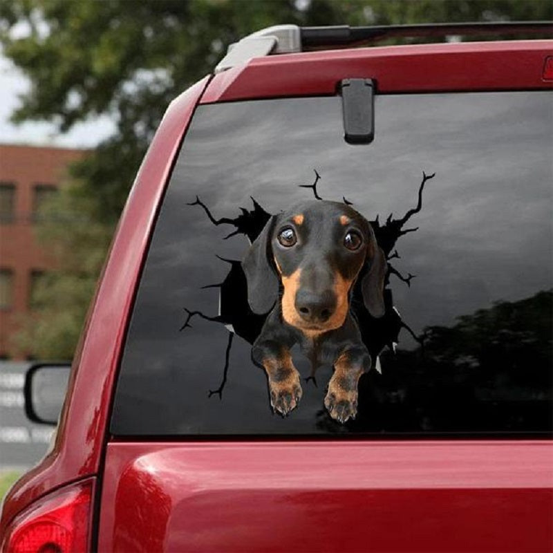 Pared de animales, todo tipo de cachorros, pegatinas electrostáticas creativas con agujero roto para ventana de coche