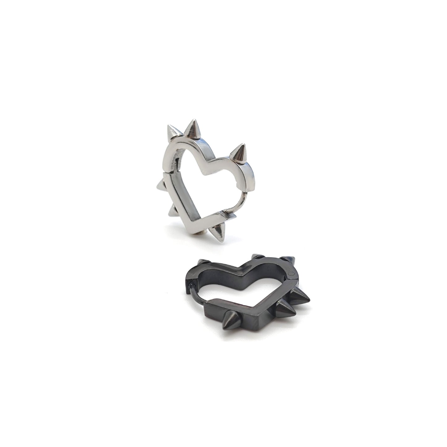 Boucles d'oreilles à rivets d'amour en acier inoxydable, cône de pêche en forme de cœur, anneau en os, Clip d'oreille