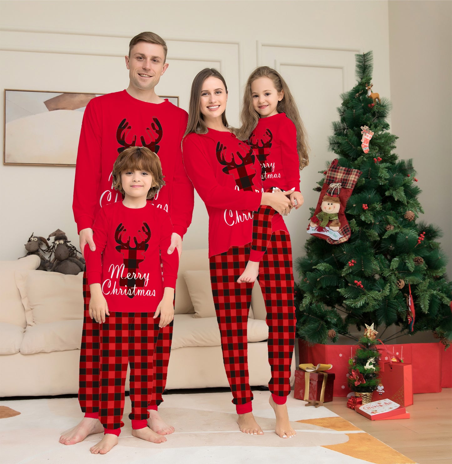 Noël famille correspondant pyjamas ensemble noël vacances pyjamas wapiti haut pantalon ensemble pyjamas pour famille maman papa enfants bébé