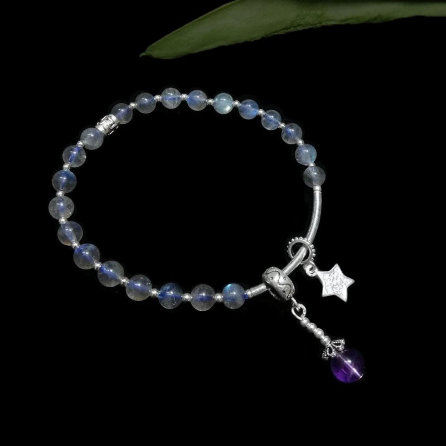 Bracelet allongé au clair de lune à la chaux, bijoux naturels