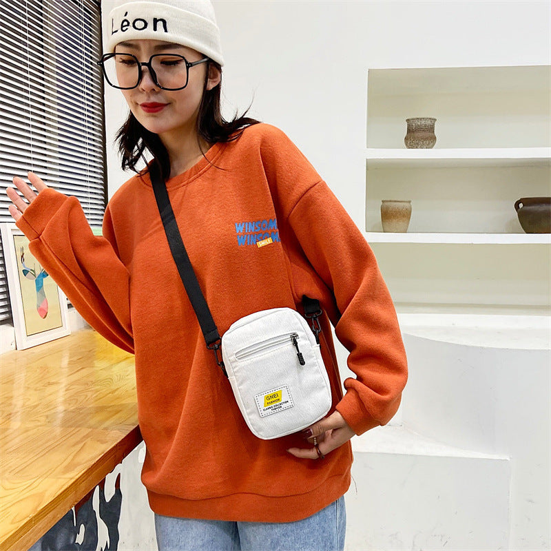 Bolso cuadrado pequeño con cambio de teléfono móvil simple de pana japonesa