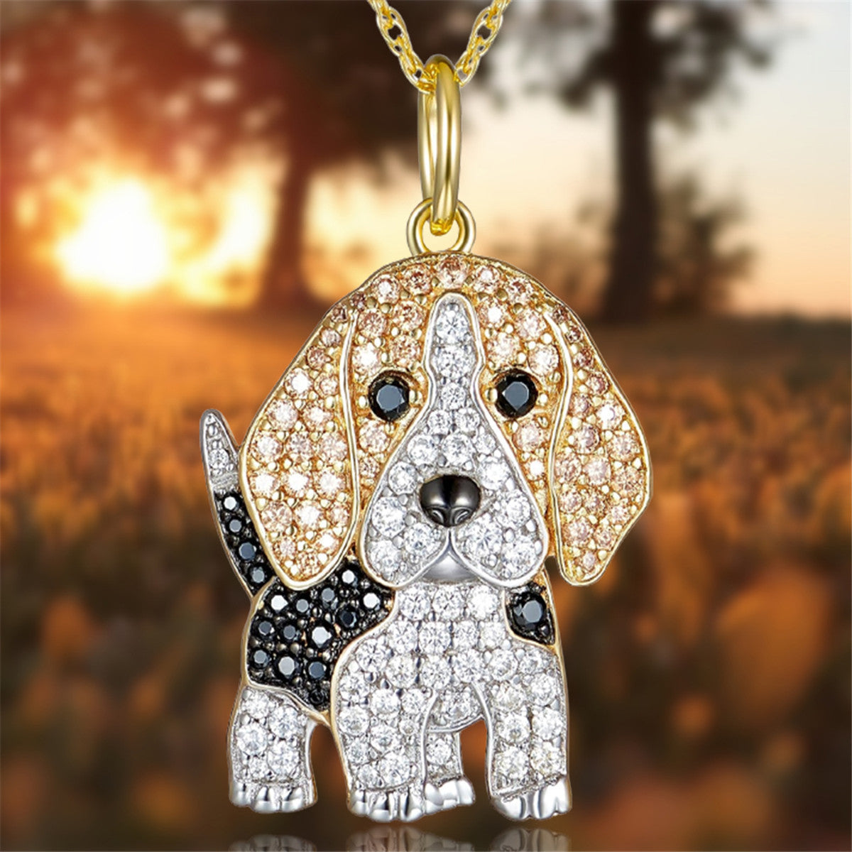 Cute Beagle Dogs Pendant Necklace Exquisite Cartoon Puppy Necklace