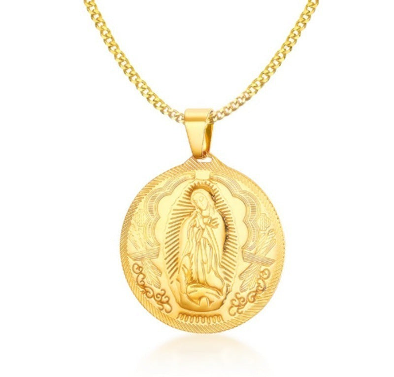 Collar con colgante de oro chapado en acero de titanio para hombre