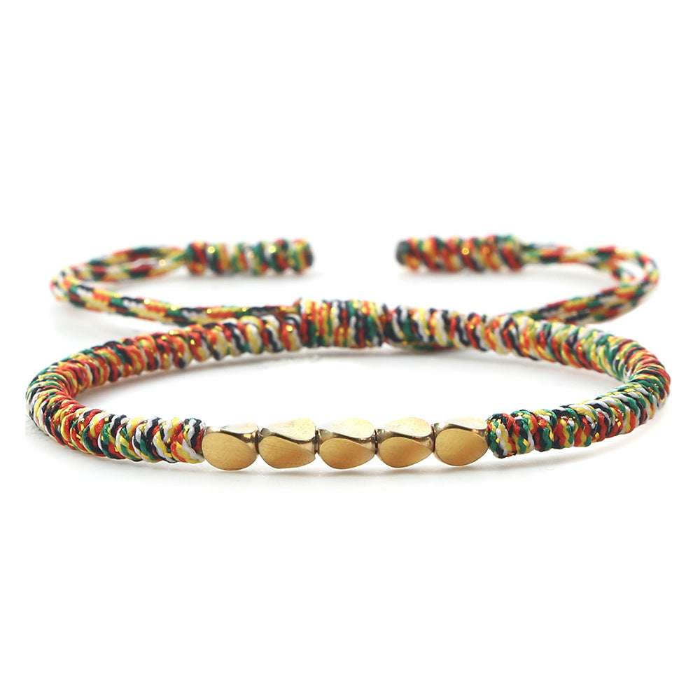 Bracelet perlé en perles de cuivre de forme irrégulière tissé à la main