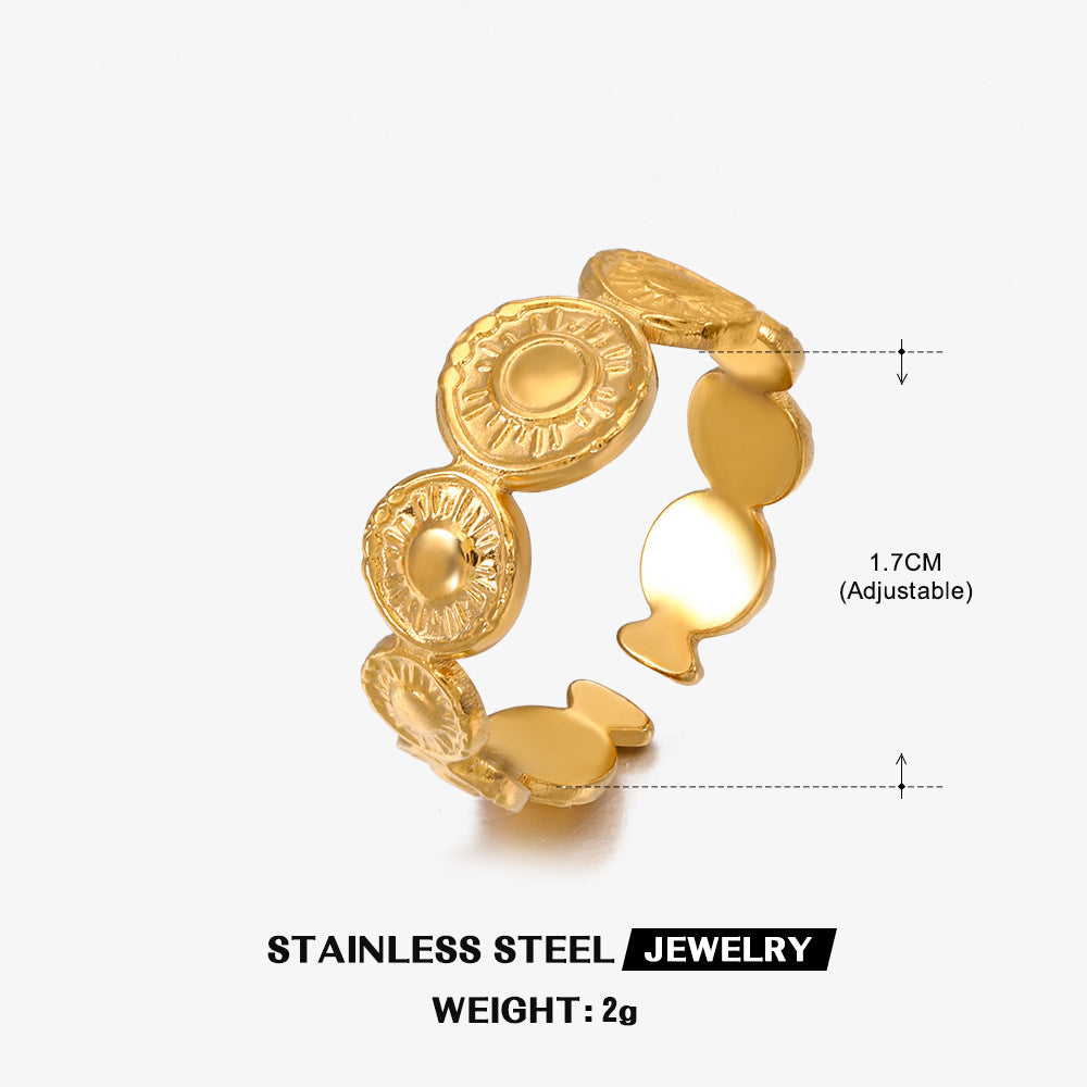Geometric Round Opening Adjustable Ring