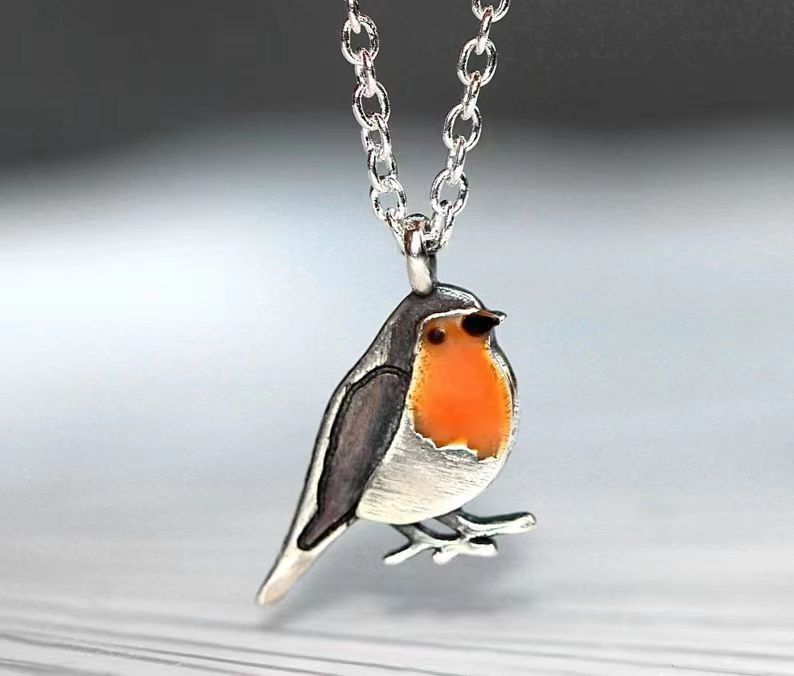 Retro Simple Fashion All-match Oil Dripping Colorful Bird Ring Rings Necklace