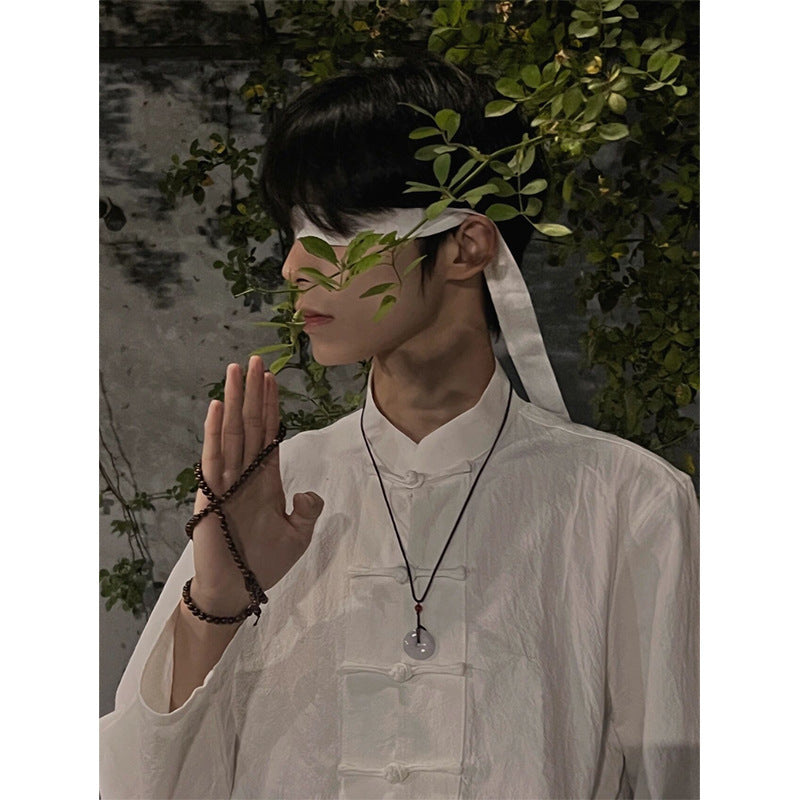 National Style Shirt Stand Collar Long-sleeved Chinese Knot Button High-grade