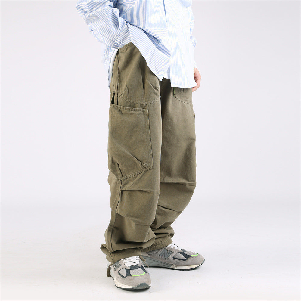 American Japanese Pleated Casual Pants Ankle Drawstring Sports Trousers