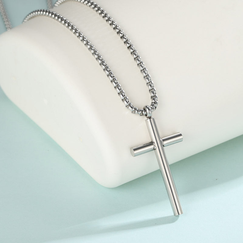 Simple All-match Cross Pendant Nordic Diy Titanium Steel Necklace