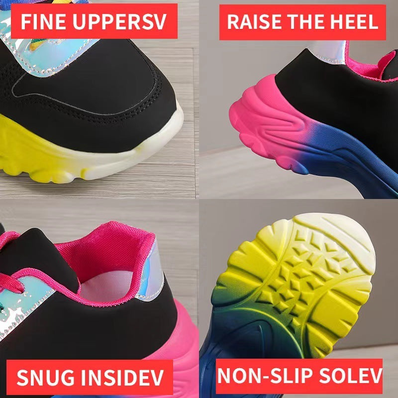 INS Style – chaussures de sport couleur arc-en-ciel pour femmes, baskets à lacets à semelle épaisse, légères et décontractées, pour la course à pied et la marche