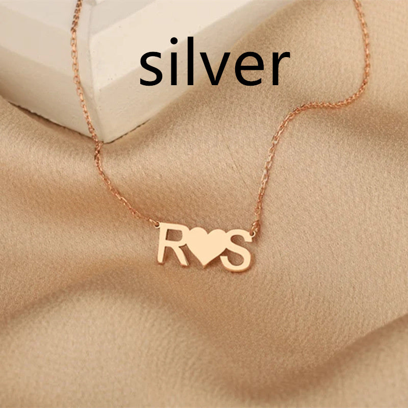 Collier pendentif lettre personnalisé plaqué or en acier inoxydable