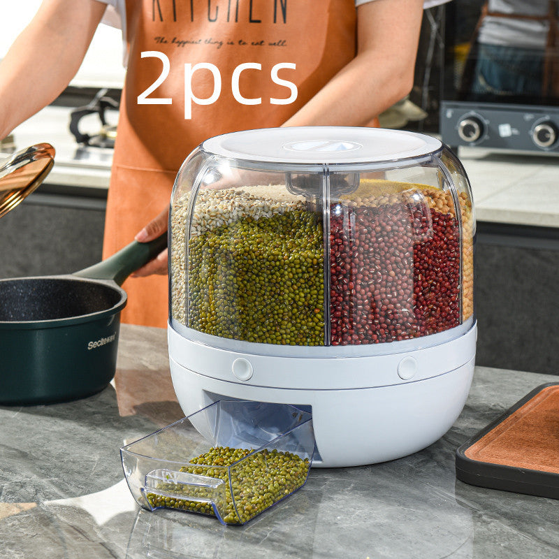 Grand récipient de stockage des aliments, baril de riz rotatif à 360 degrés, distributeur de céréales scellé, réservoir de riz, boîte à céréales, conteneur de stockage de cuisine
