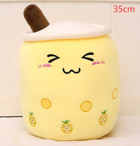 Peluche de boisson aux fruits, mignonne, douce, fraise, lait, thé, tasse de thé Boba, jouet bulle de thé, oreiller, coussin, cadeau pour enfants