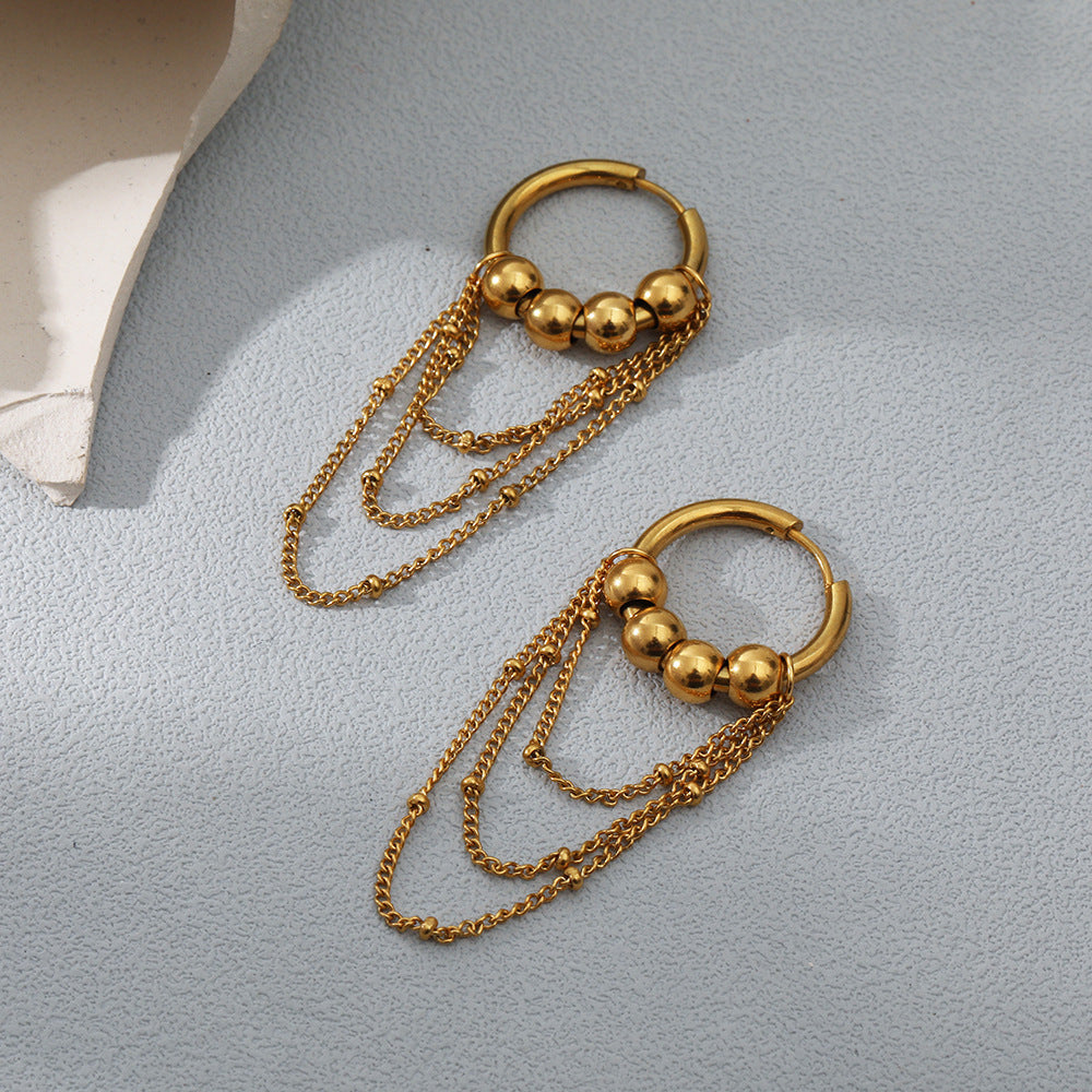 Boucles d'oreilles simples et gracieuses en acier inoxydable, four 18 carats, plaqué or véritable