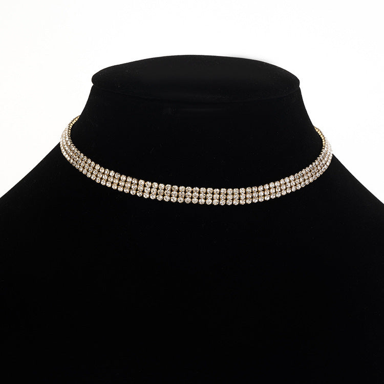 Collier avec chaîne de clavicule et diamants pour femmes, ne se décolore pas