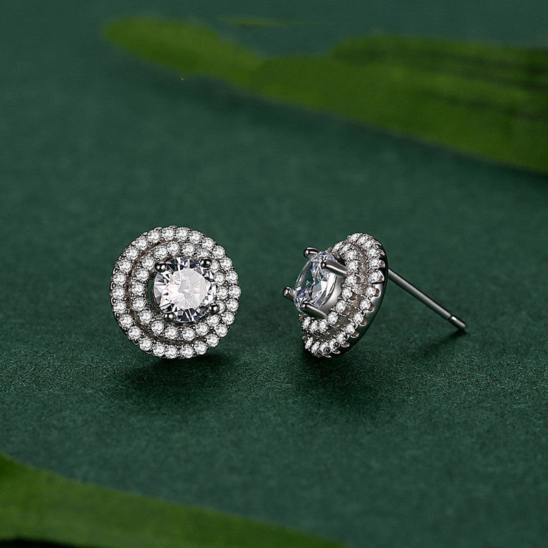 Boucles d'oreilles rondes élégantes en argent sterling S925 pour femmes
