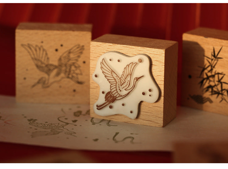 Mr. Paper Juego de sellos de madera, serie Huahegui, manual, material de papelería, impresión DIY