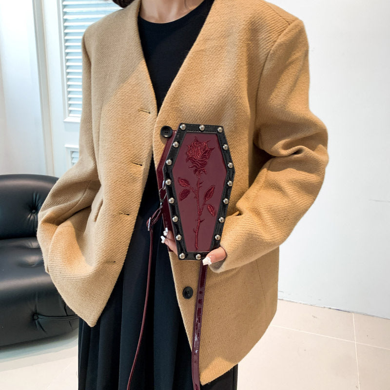 Bolso de hombro de ataúd fantasma de personalidad oscura europea y americana de Halloween de estilo gótico