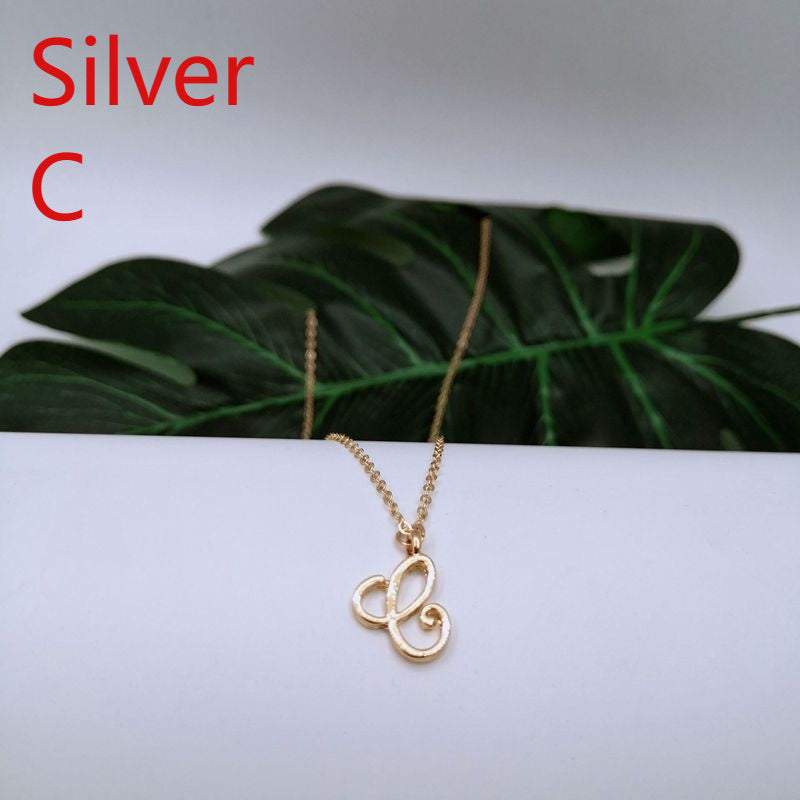 Ornament 26 Letter Necklace Simple Fashion Character Capital English Pendant Special-interest Design Clavicle Chain
