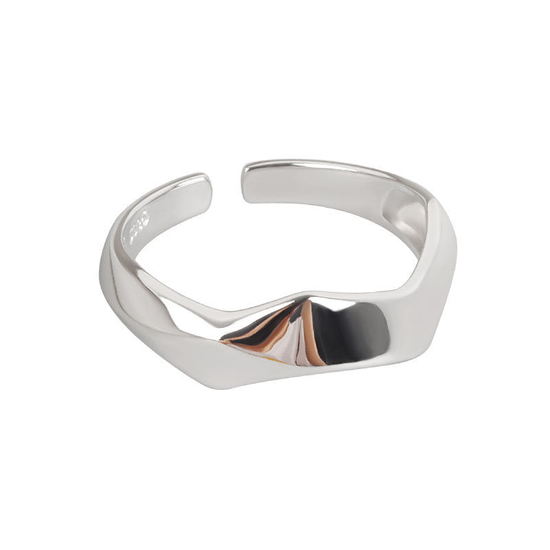 European And American Irregular Glossy Geometric Rhombus Opening Ring