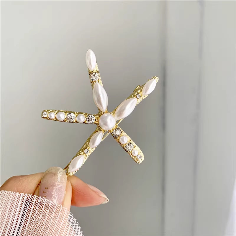 Ins ornement corée du sud Dongdaemun accessoire de cheveux fille étoile de mer incrusté de perles strass Barrettes