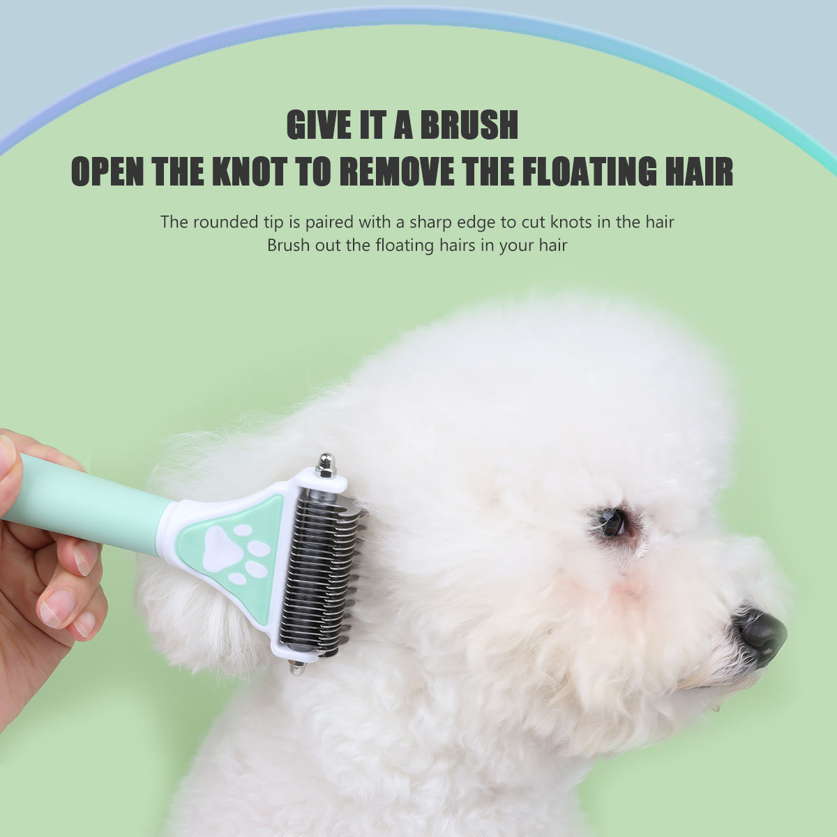 Brosse pour chien - Épilateur double face pour poils d'animaux - Peigne à nœud ouvert - Outil de démêlage pour chien - Épilateur double face pour chats et chiens - Râteau de toilettage pour sous-poil pour la perte