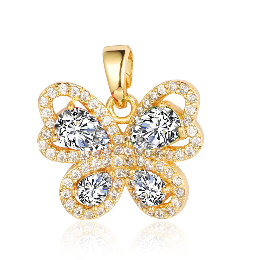 Pendentif en cristal de zirconium couleur cerf oreilles de lapin papillon