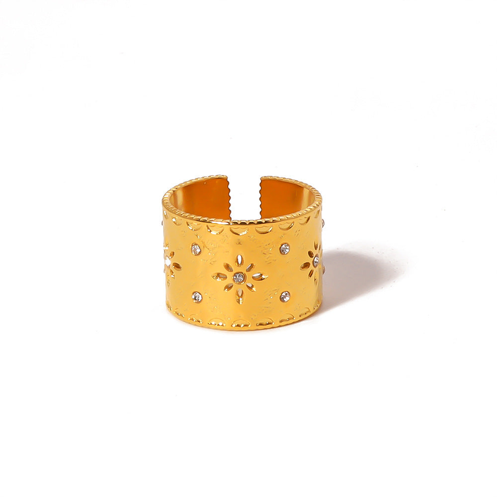 Bague sculptée de style cour vintage français, design creux