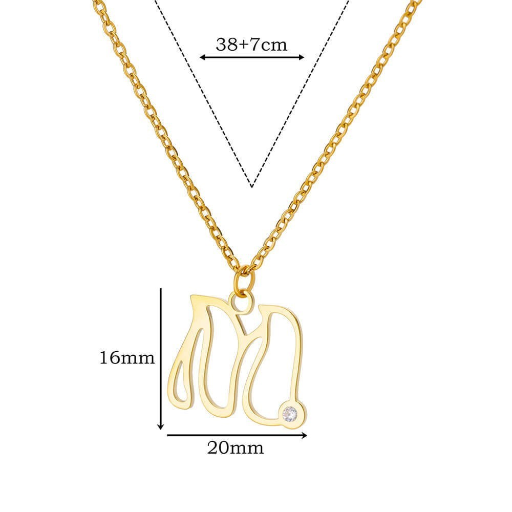 Collier avec pendentif en forme de lettre creuse Simple pour filles, ornement en acier inoxydable