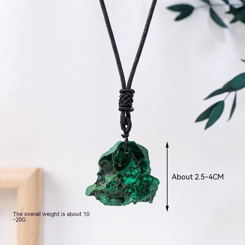 Collar con colgante de rebanada Irregular de piedra rugosa de malaquita de cristal Natural