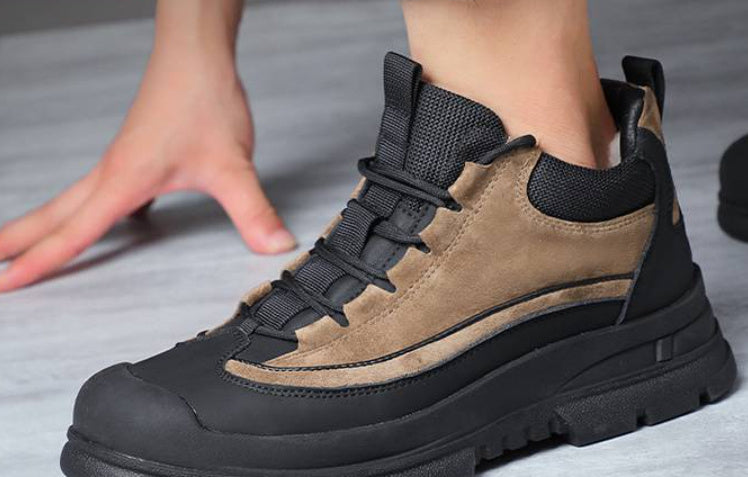 Zapatos de algodón para hombre Forro polar de lana Grueso de caña alta Casual