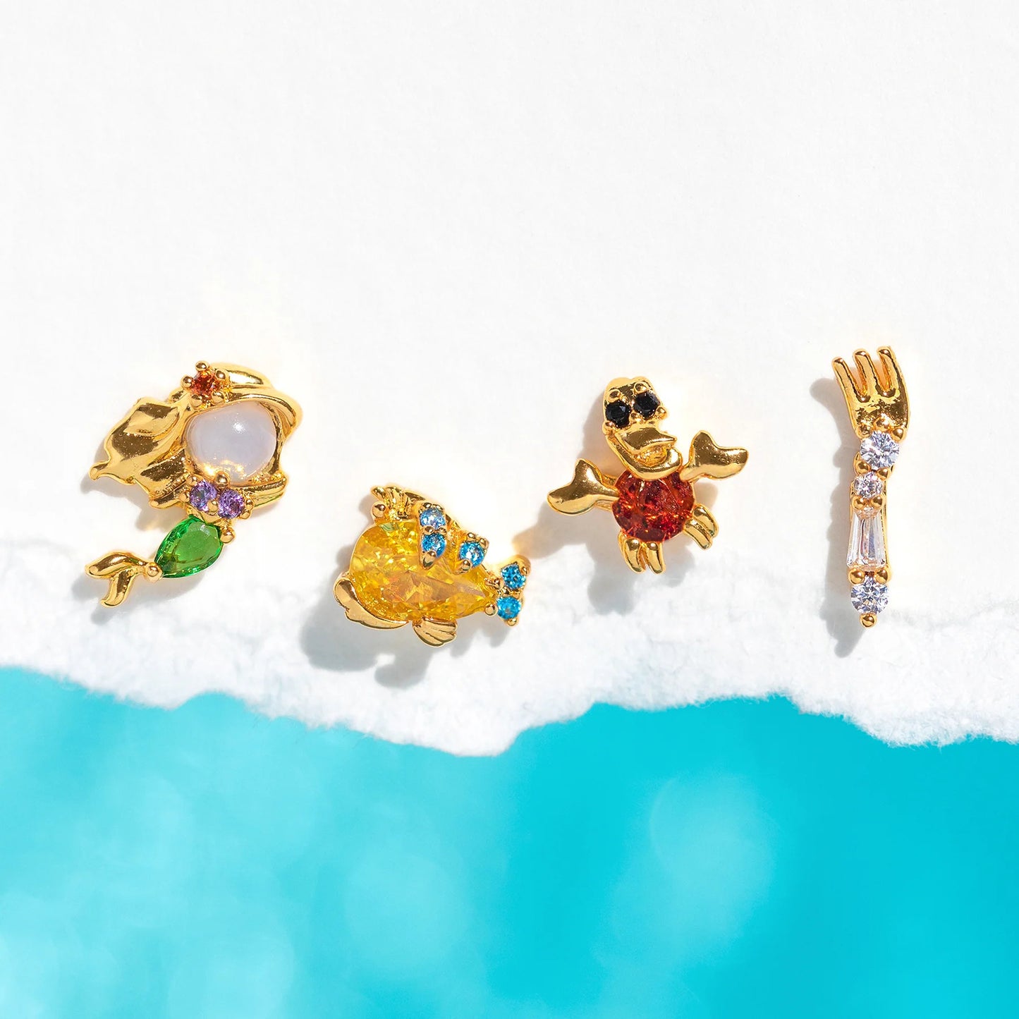 Creative Cartoon Character Micro-inlaid Color Zircon Animal Stud Earrings